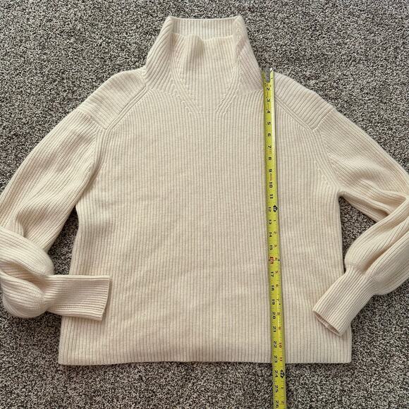 Nordstrom cream knit turtleneck wool & cashmere sweater size M - Picture 9 of 13